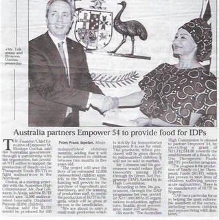 Australia partners Empower 54 to provide food for IDPs