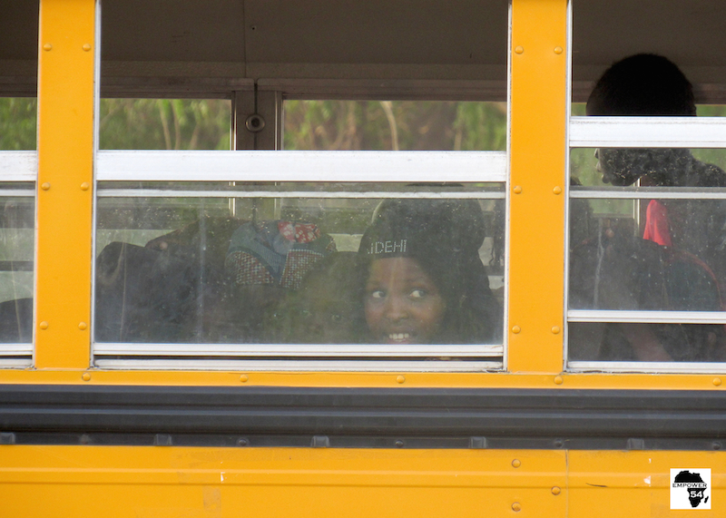 Children on bus site