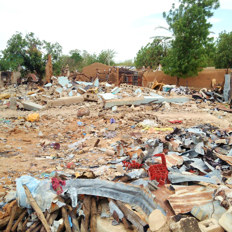 Communities leveled down by Boko Haram site
