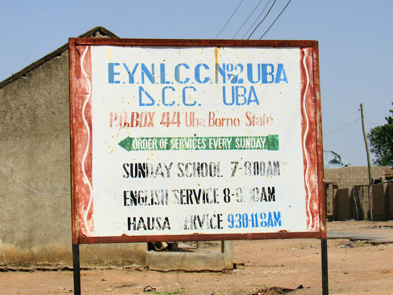 EYNLCC church signpost in Uba site