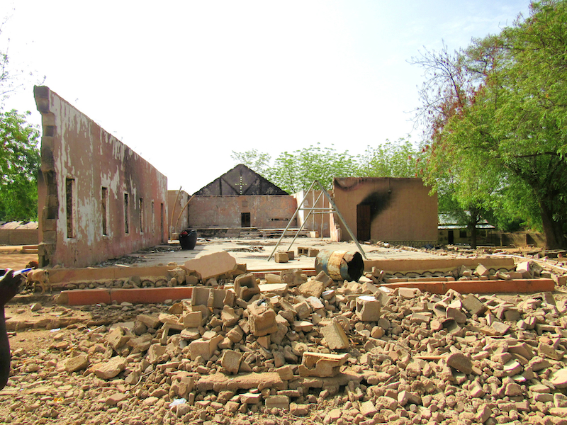 destroyed church in Uba site